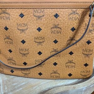 MCM Tan and Black Wristlet with Iconic Monogram